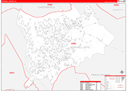 Hopewell County Wall Map Red Line Style
