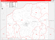 Hopkins County Wall Map Red Line Style