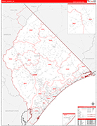Horry County Wall Map Red Line Style