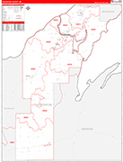 Houghton County Wall Map Red Line Style