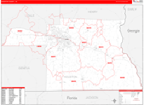 Houston County Wall Map Red Line Style