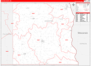 Houston County Wall Map Red Line Style