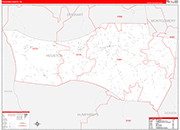 Houston Wall Map Red Line Style