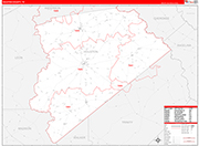 Houston County Wall Map Red Line Style