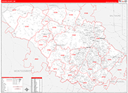 Howard County Wall Map Red Line Style