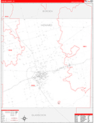 Howard County Wall Map Red Line Style