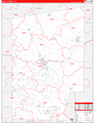 Hunt County Wall Map Red Line Style
