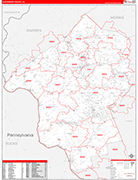 Hunterdon County Wall Map Red Line Style