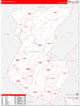 Huntingdon County Wall Map Red Line Style