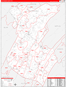 Huntingdon Wall Map Red Line Style