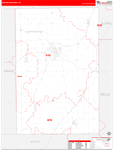 Huntington County Wall Map Red Line Style