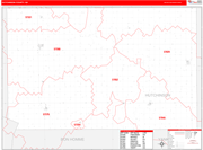 Hutchinson County Wall Map Red Line Style