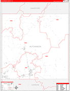 Hutchinson County Wall Map Red Line Style