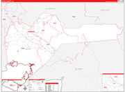 Iberia County Wall Map Red Line Style