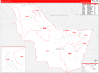 Iberville County Wall Map Red Line Style
