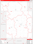 Ida County Wall Map Red Line Style
