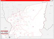 Idaho Wall Map Red Line Style