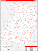 Indiana Wall Map Red Line Style