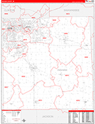 Ingham County Wall Map Red Line Style