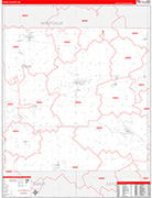 Ionia County Wall Map Red Line Style