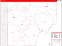 Iosco County Wall Map Red Line Style