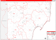 Iosco County Wall Map Red Line Style