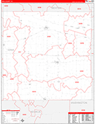 Iowa County Wall Map Red Line Style