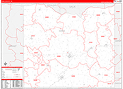 Iowa County Wall Map Red Line Style