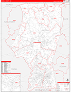 Iredell County Wall Map Red Line Style