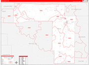 Iron County Wall Map Red Line Style