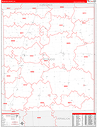 Iroquois County Wall Map Red Line Style