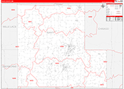 Isanti County Wall Map Red Line Style