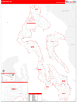 Island County Wall Map Red Line Style
