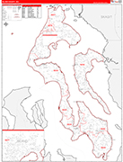 Island Wall Map Red Line Style