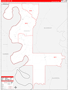 Issaquena County Wall Map Red Line Style