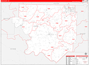 Izard County Wall Map Red Line Style