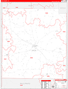 Jack County Wall Map Red Line Style
