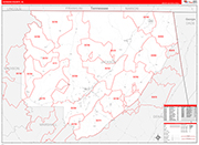 Jackson County Wall Map Red Line Style