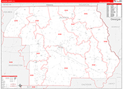 Jackson County Wall Map Red Line Style