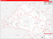 Jackson County Wall Map Red Line Style