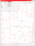 Jackson County Wall Map Red Line Style