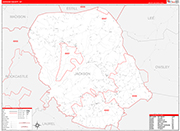 Jackson County Wall Map Red Line Style