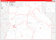 Jackson County Wall Map Red Line Style