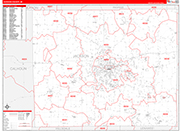 Jackson County Wall Map Red Line Style