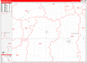 Jackson County Wall Map Red Line Style