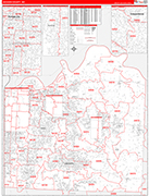Jackson County Wall Map Red Line Style