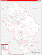 Jackson County Wall Map Red Line Style
