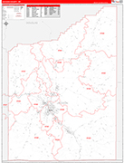 Jackson County Wall Map Red Line Style