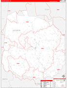 Jackson Wall Map Red Line Style