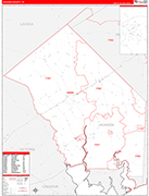 Jackson County Wall Map Red Line Style